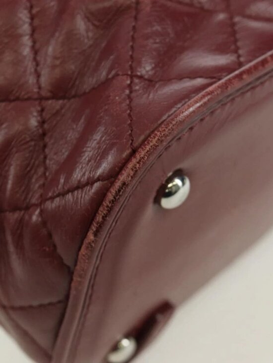 CHANEL Matelasse Chain Backpack Leather Bordeaux Silver CC Auth 172627A main image 8